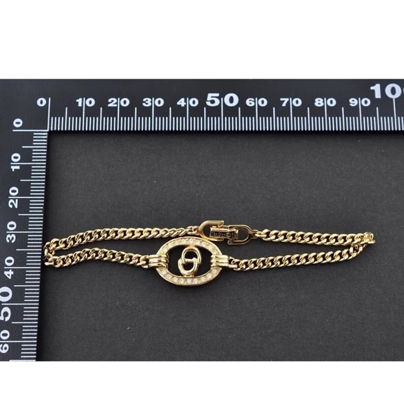 Christian Dior Light Stone CD Logo Bracelet Gold Plate GUC Authentic - Picture 6 of 7